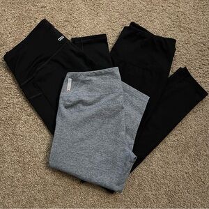 2 black leggings and one gray short leggings lot!